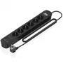 Aisens Regleta con Interruptor ASPS-2A2C17-BK, 6 Tomas y 4 Puertos USB, Negro